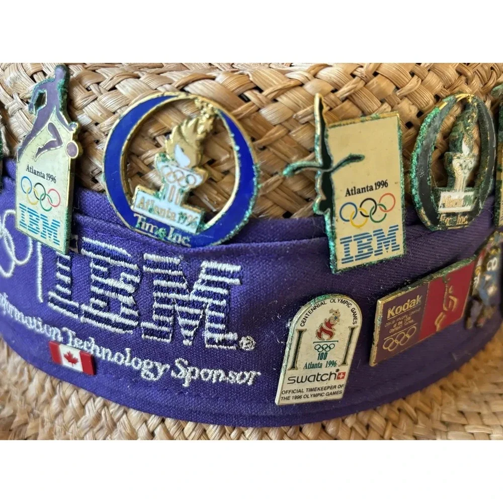 1996 Atlanta Olympics Commemorative Hat with 10+ Collector Pins